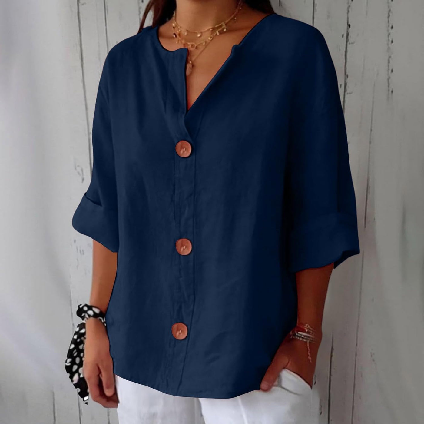 Lieke™ | Ontspannen linnen blouse voor tijdloze elegantie