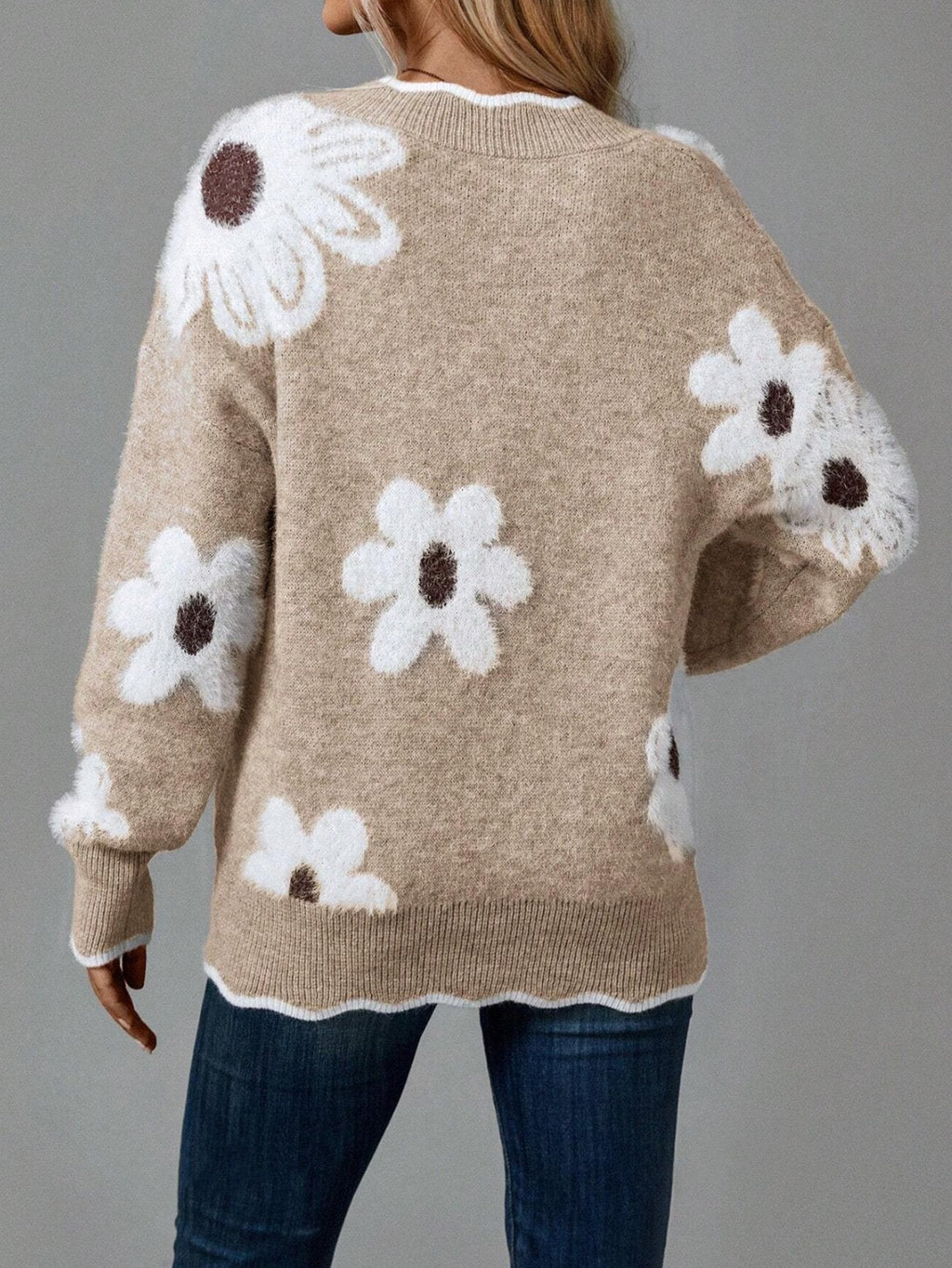 Odette™ – Eleganter Pullover mit Blumenmuster und Rüschensaum