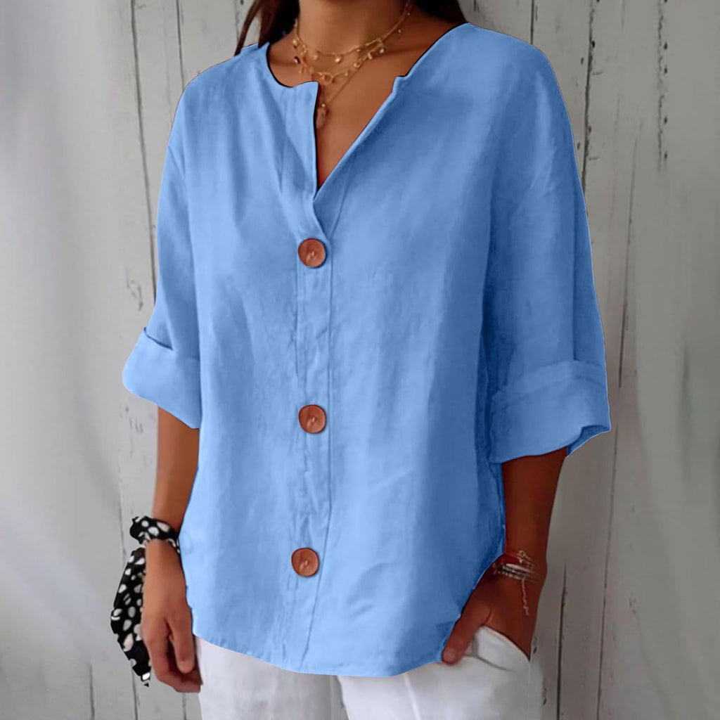 Lieke™ | Relaxed linen blouse for timeless elegance 