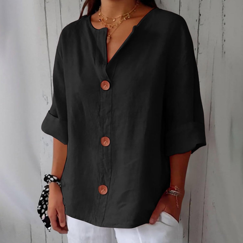Lieke™ | Relaxed linen blouse for timeless elegance 