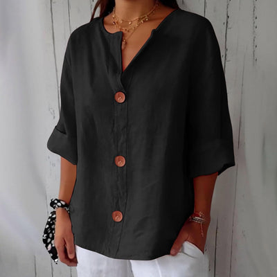 Lieke™ | Ontspannen linnen blouse voor tijdloze elegantie