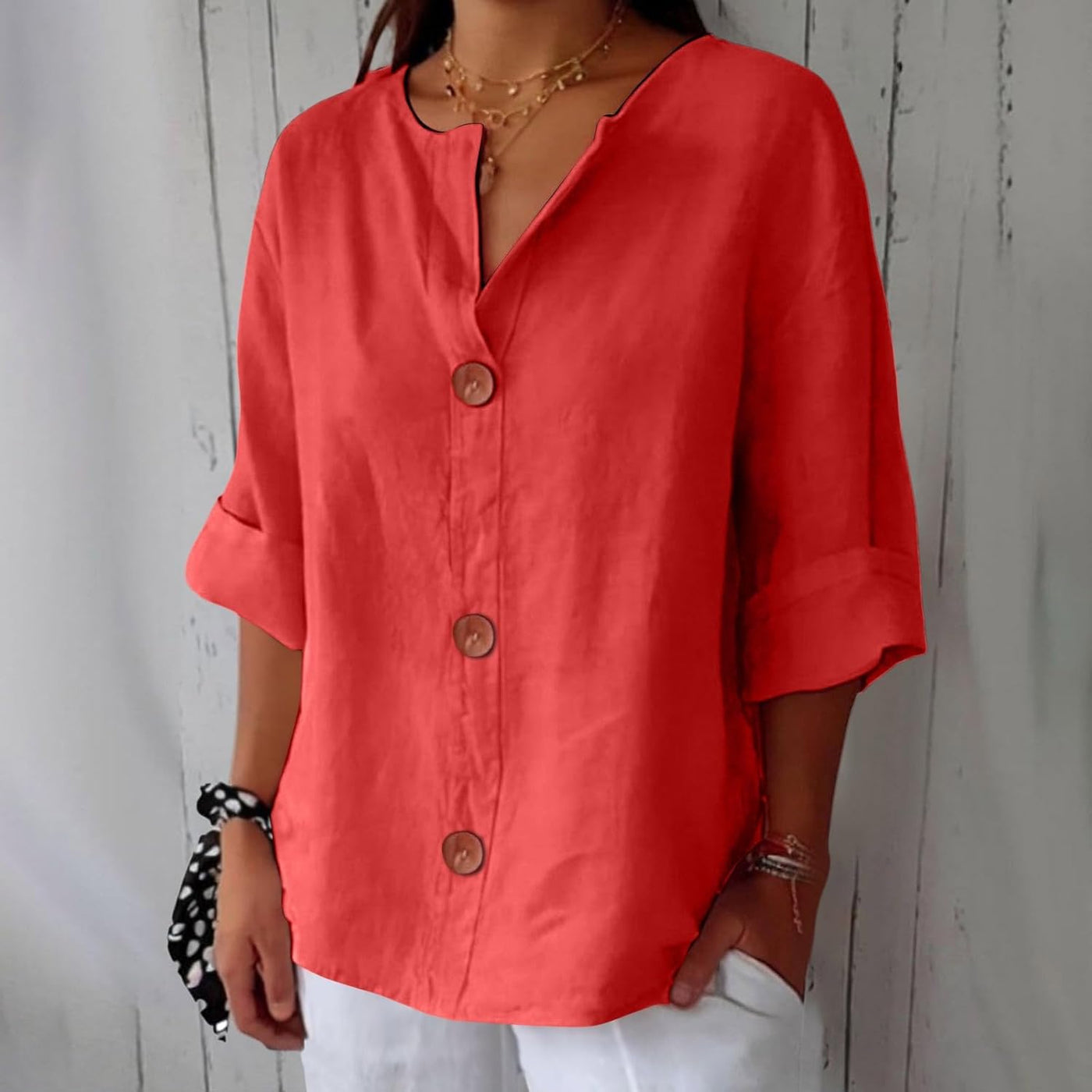 Lieke™ | Ontspannen linnen blouse voor tijdloze elegantie