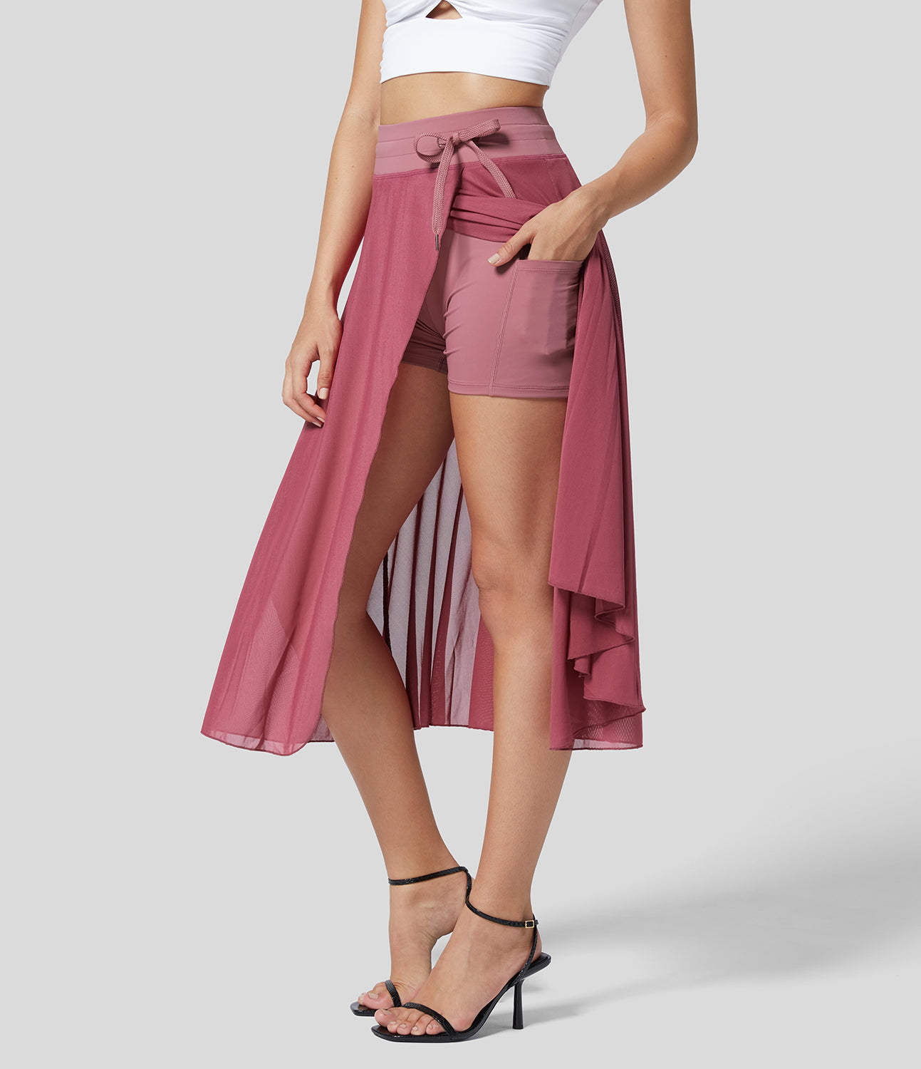 Shenia™ - High-waisted 2-in-1 Midi Flowy Skirt