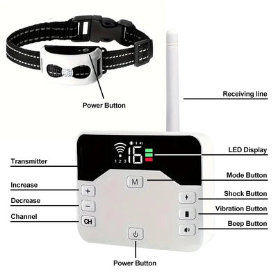 2-in-1 Draadloze Hondenomheining & Buiten Trainhalsband