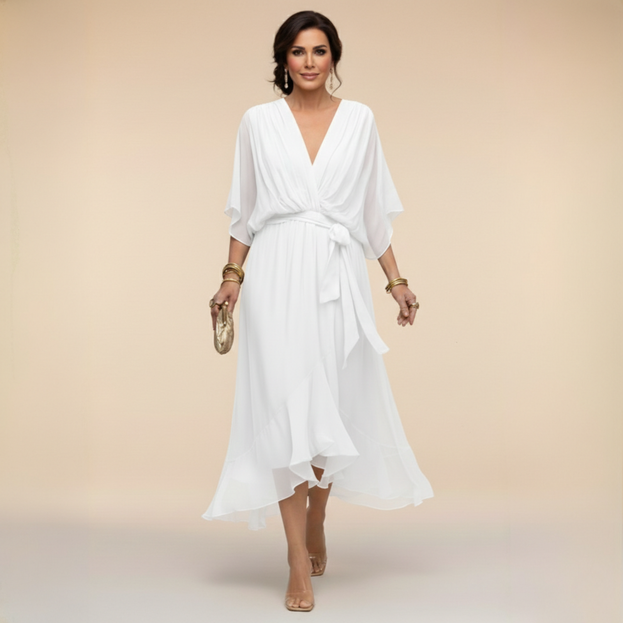 Lana | Flowing Midi Dress with V-Neck