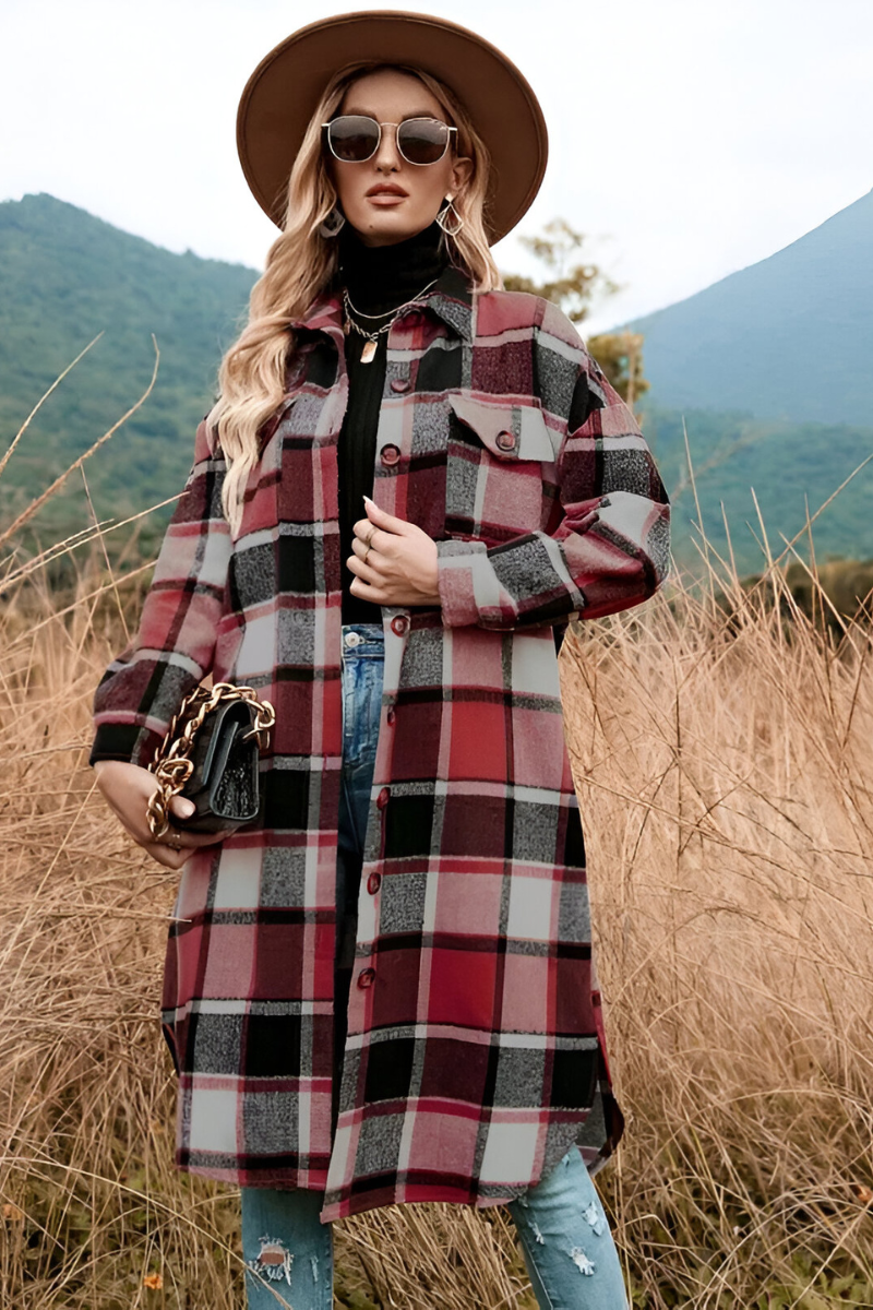 Liva™ | Warmer karierter Herbstmantel