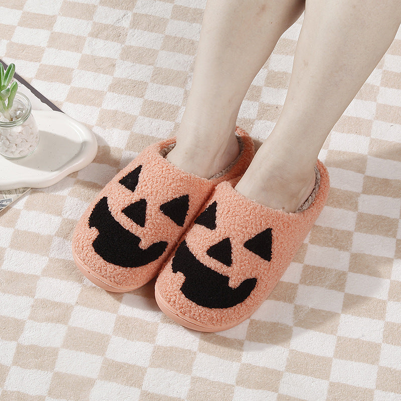 Pumpkin Plush Halloween Slippers