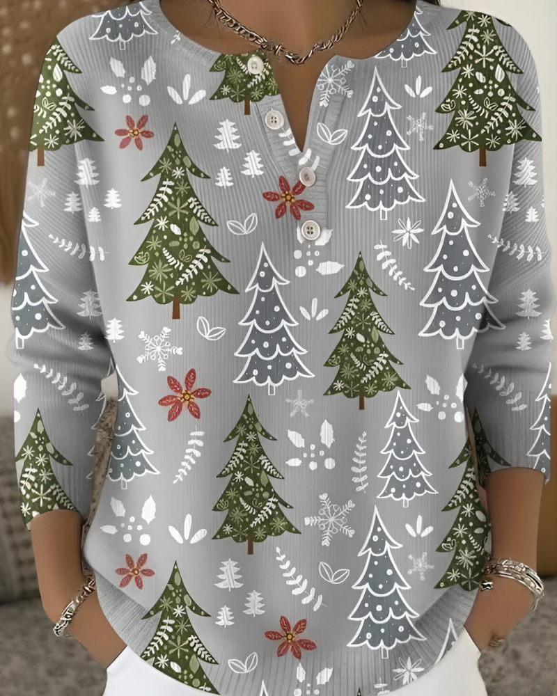 Emy™ | Festliches Weihnachts-Print-Top