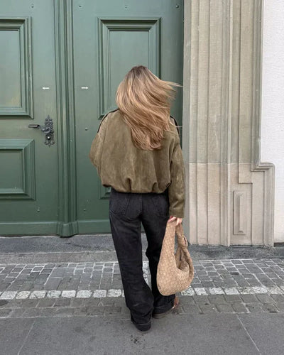 Avery | Elegante Wildleder-Bomberjacke