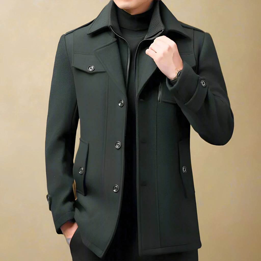 Rob - Wool coat with double collar