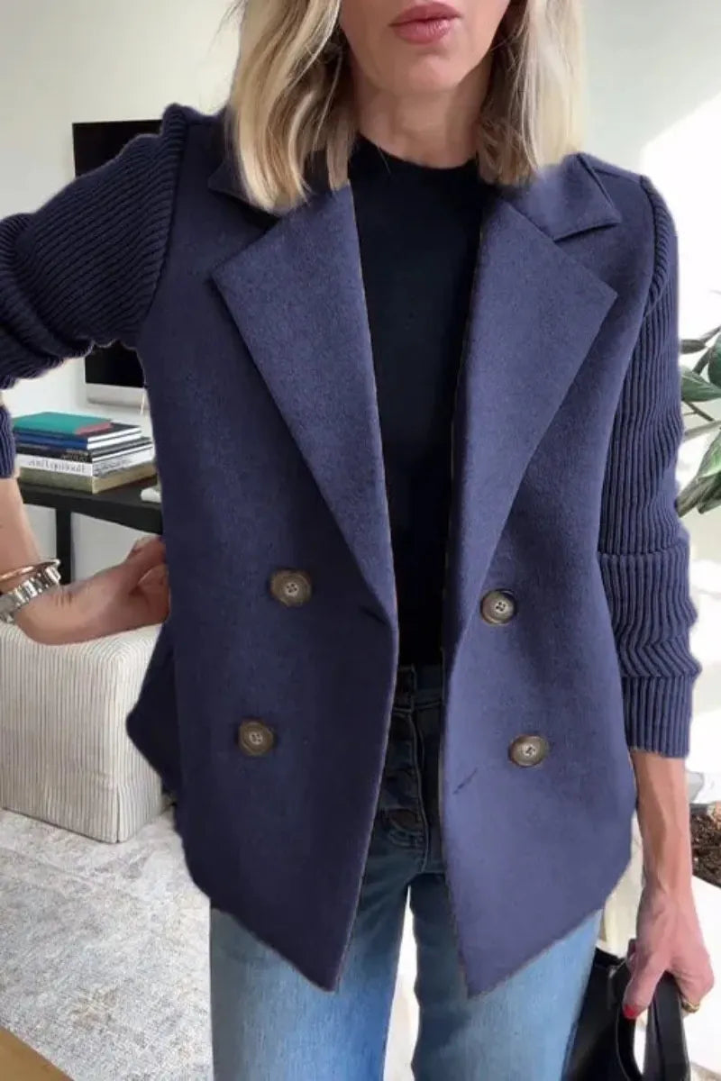 Katrin - Knoop Patchwork Mouw Casual Jas