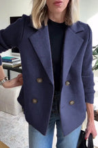 Katrin - Knoop Patchwork Mouw Casual Jas