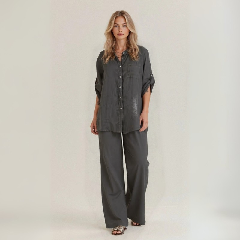 Alba | Casual two-piece set in handmade linen 