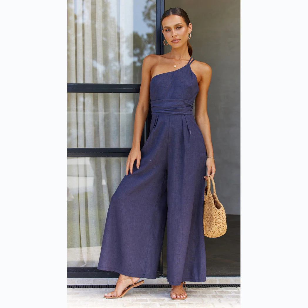 Luxury Wide-Leg Jumpsuit made of Cotton and Linen