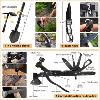 Survival Equipment Set - GearGuard - 250 Pieces - System Compatible Bag &amp; Emergency Tent