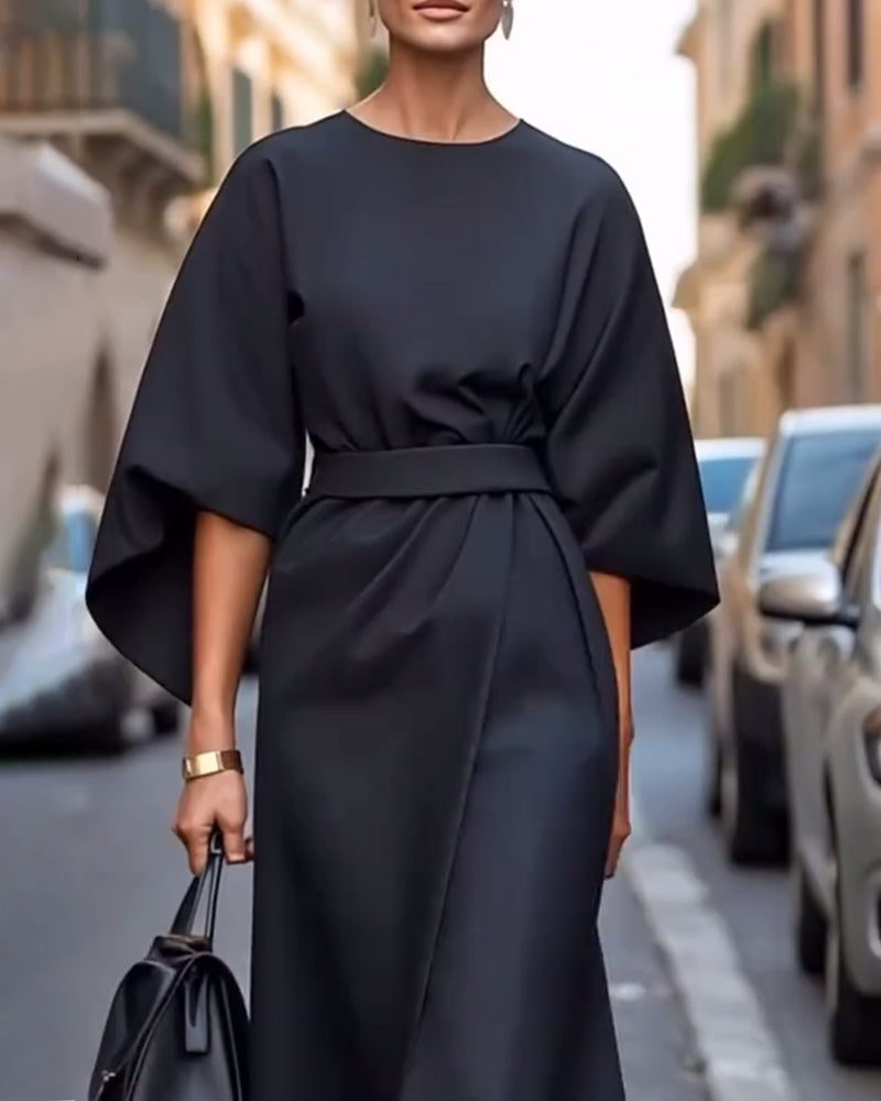 Paulien™ Elegante Midi-Jurk met Ceintuur