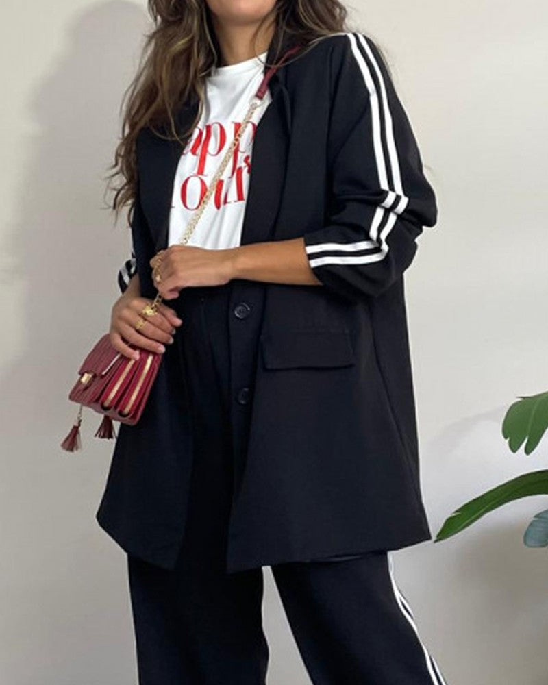 Mathilde | Urban Chic gestreifter Oversize-Blazer und Hose