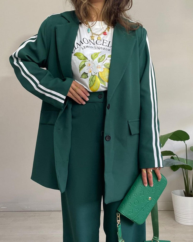 Mathilde | Urban Chic gestreifter Oversize-Blazer und Hose