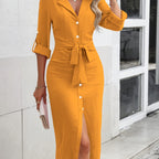 Dena | Kleid mit V-Ausschnitt und Schlitz