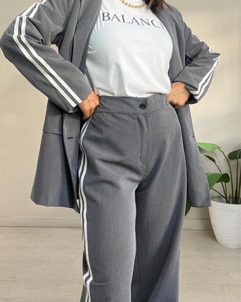 Mathilde | Urban Chic gestreifter Oversize-Blazer und Hose