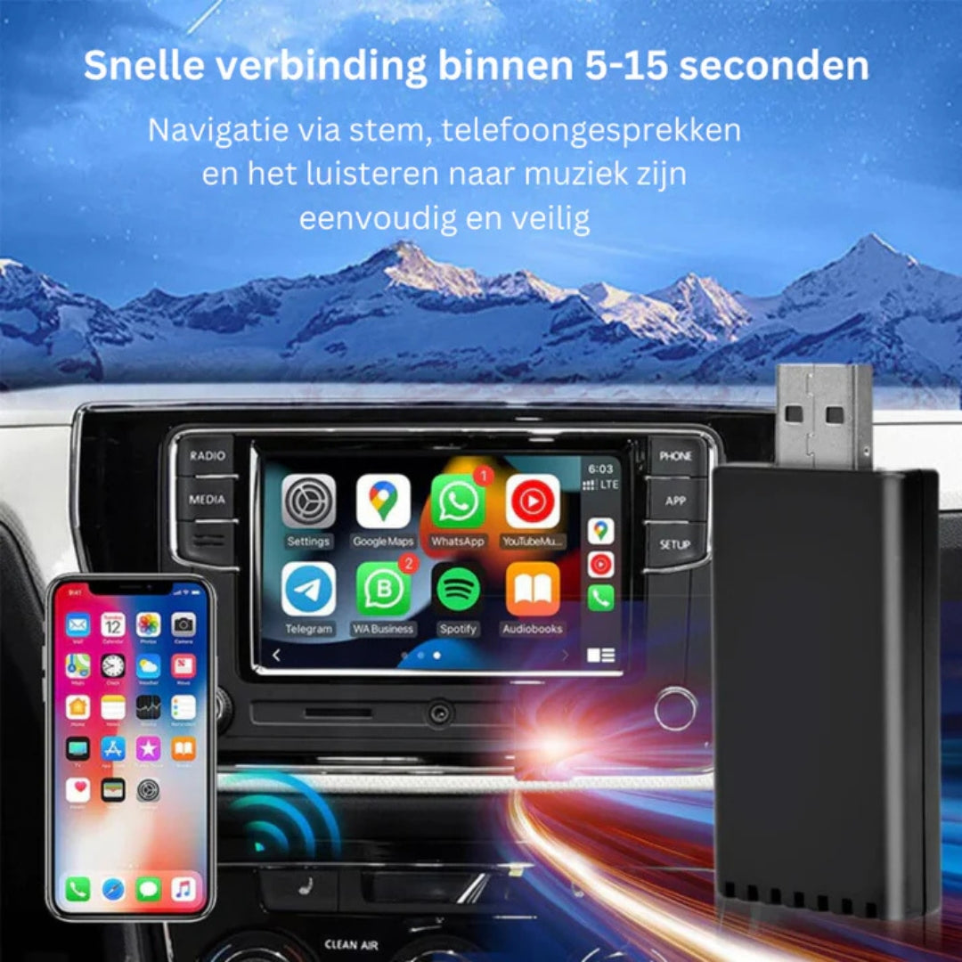 EasyPlay | Draadloze Apple CarPlay & Android Auto | USB-A & USB-C