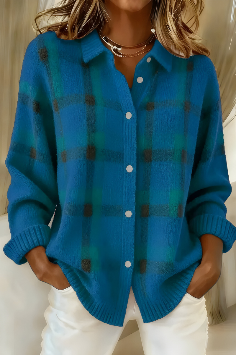 Lisa | Karierte Strickjacke