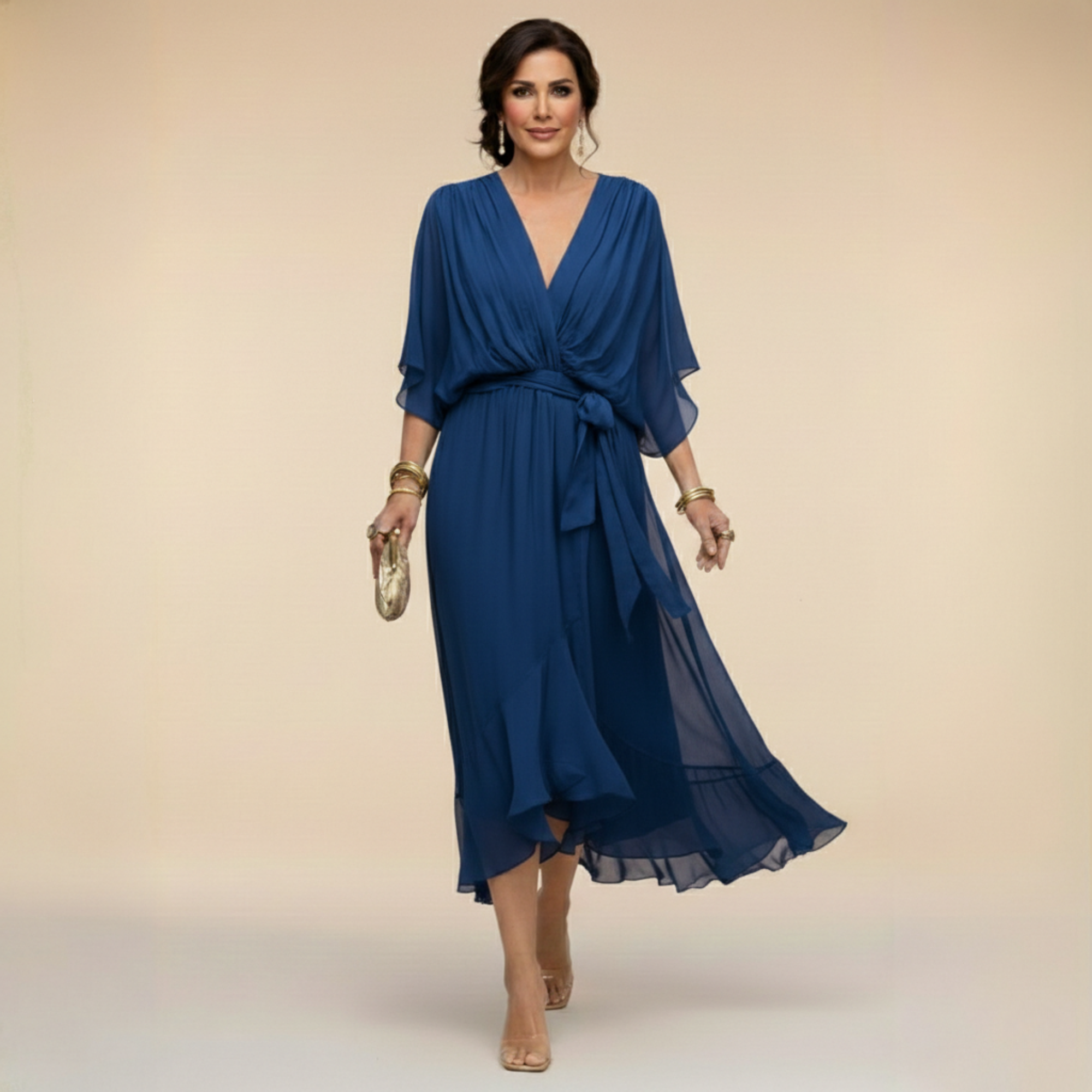 Lana | Flowing Midi Dress with V-Neck
