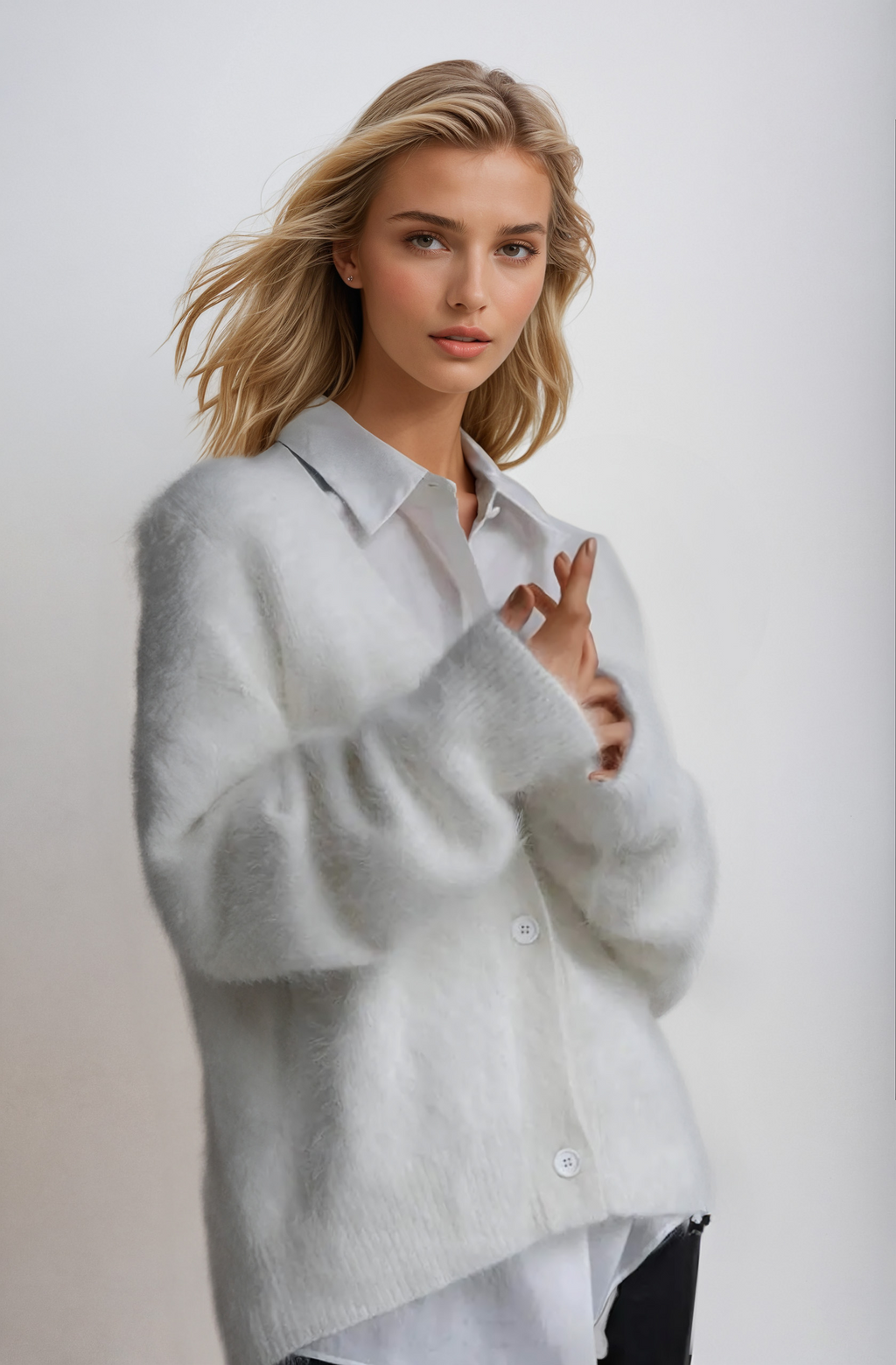 Cashmere sweater | V-neck and buttons