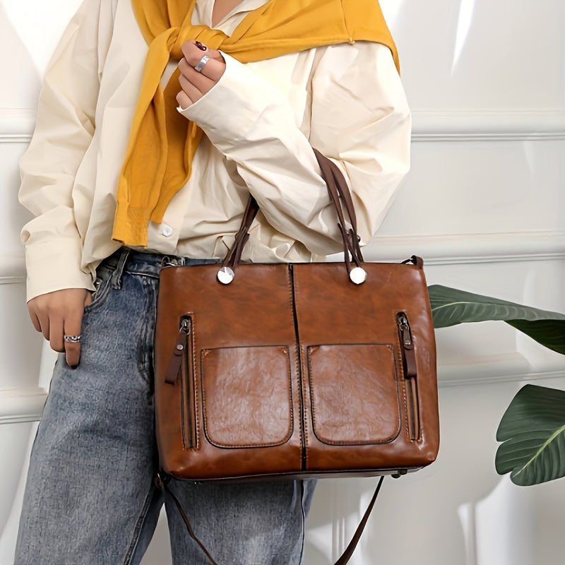 Vintage Style Large Capacity Tote Bag