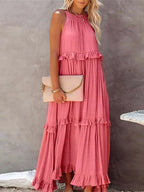 Zylaa - Zwierige maxi jurk met ruches details
