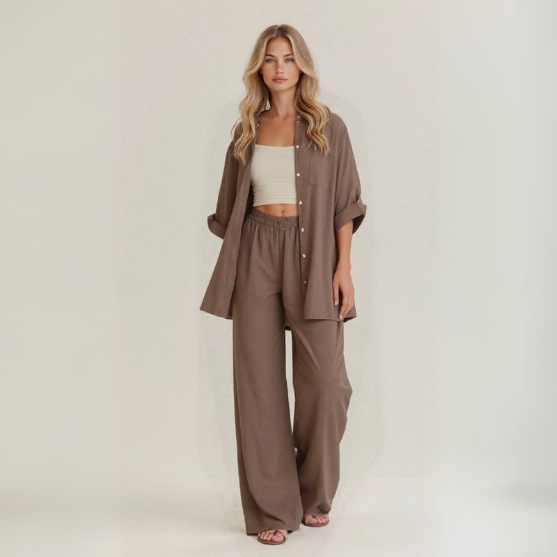 Alba | Casual two-piece set in handmade linen 