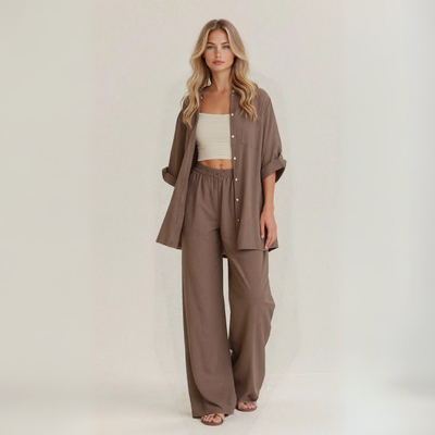 Alba | Set casual twee stukken in handgemaakt linnen