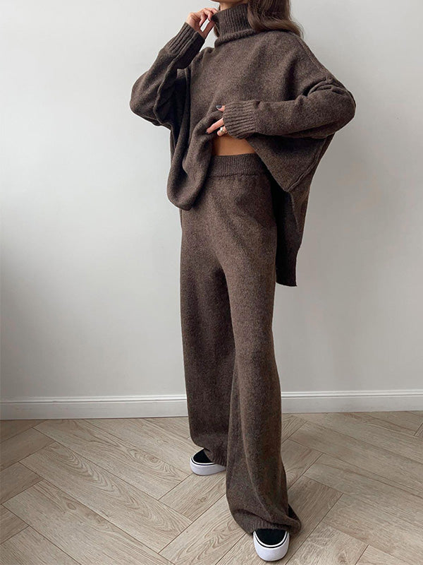 Sadie | Stylish oversized turtleneck and wide leg pants set