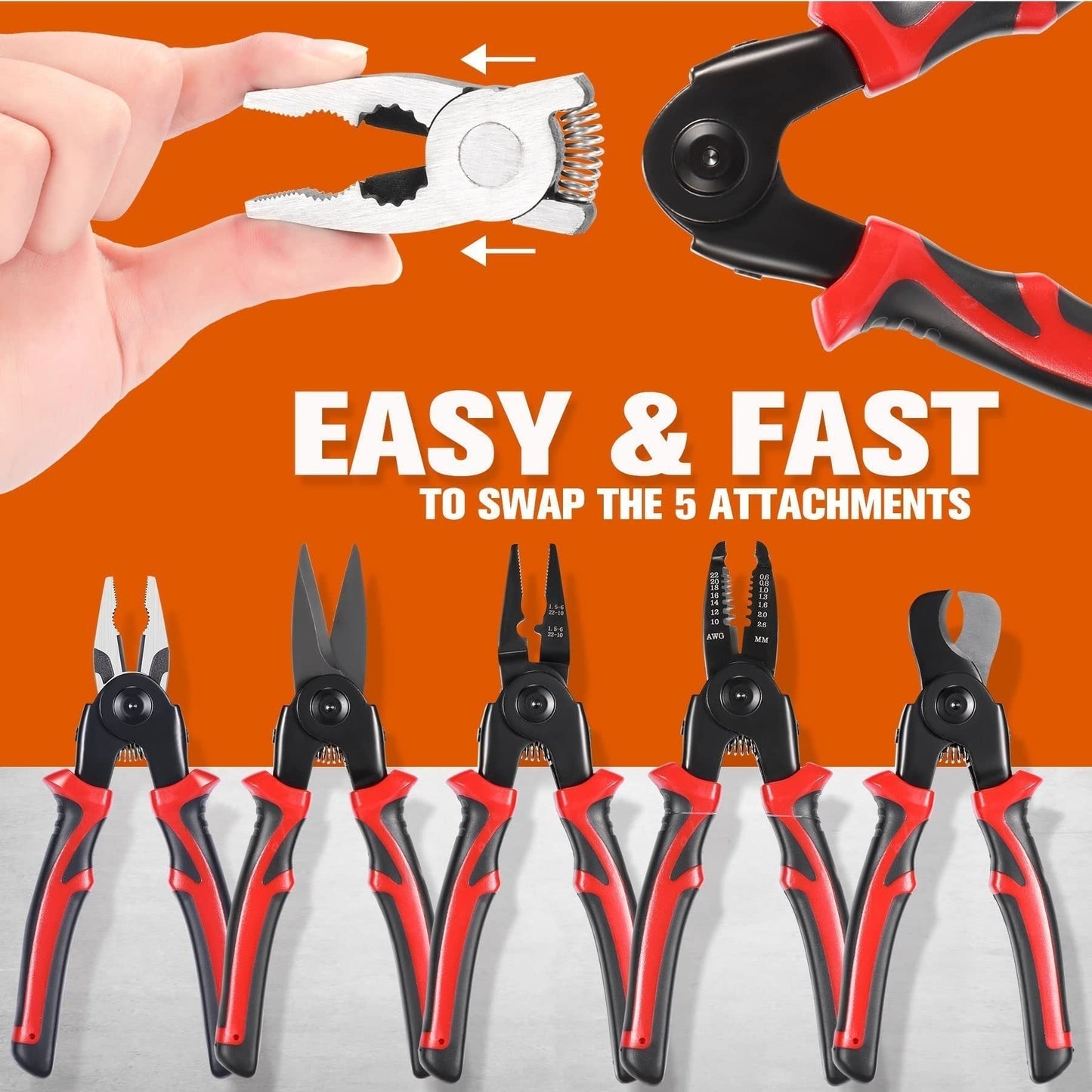 VersaGrip 5-in-1: All-in-One Pliers Set with Interchangeable Heads