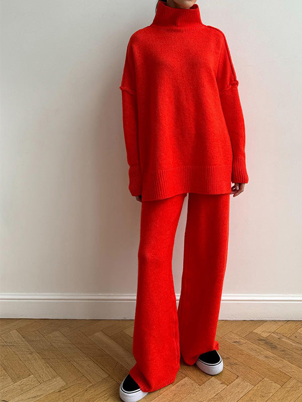 Sadie | Stilvolles Set aus übergroßem Rollkragenpullover und weiter Hose
