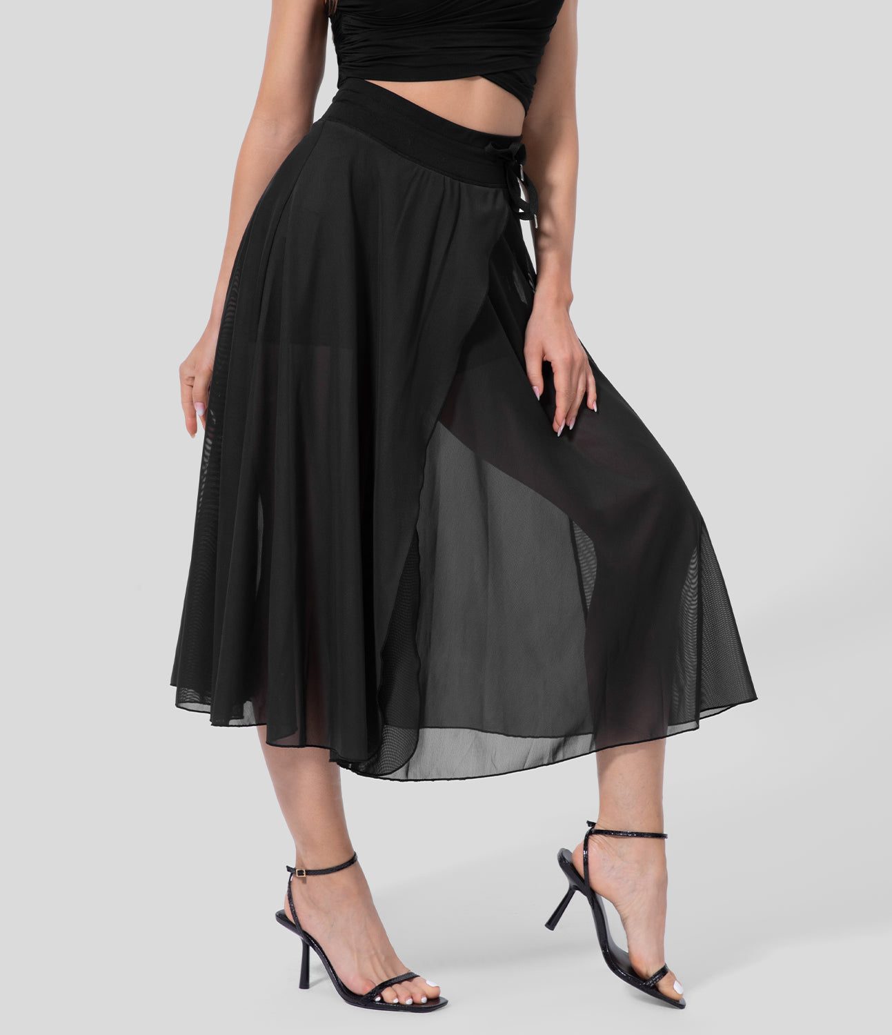 Shenia™ - High-waisted 2-in-1 Midi Flowy Skirt