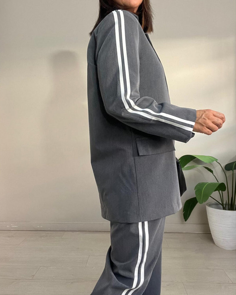 Mathilde | Urban Chic gestreifter Oversize-Blazer und Hose