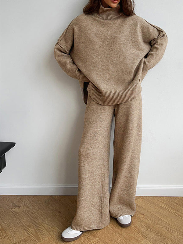 Sadie | Stylish oversized turtleneck and wide leg pants set
