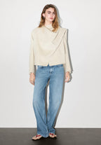 Aveline Asymmetrische Jas | Dames jas met wolmix & sjaaldetail