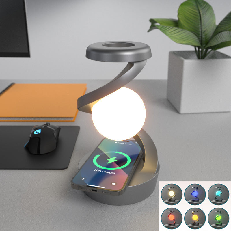 Desk Lamp, Rotating Moon with Phone Wireless Charging