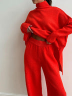 Sadie | Stilvolles Set aus übergroßem Rollkragenpullover und weiter Hose