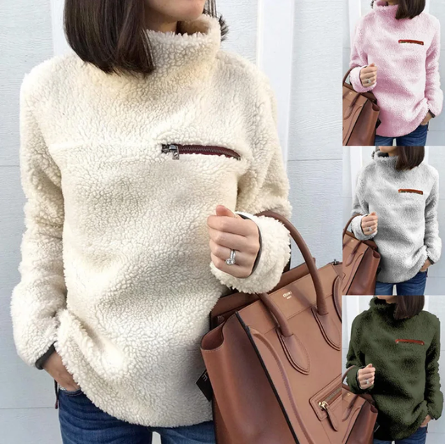 Noemi - Warm Fleece Sweater with Fur