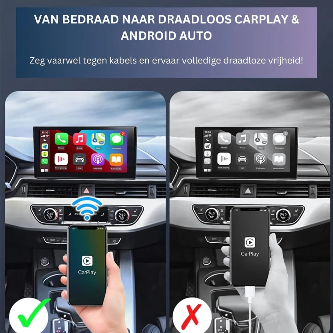 EasyPlay | Draadloze Apple CarPlay & Android Auto | USB-A & USB-C