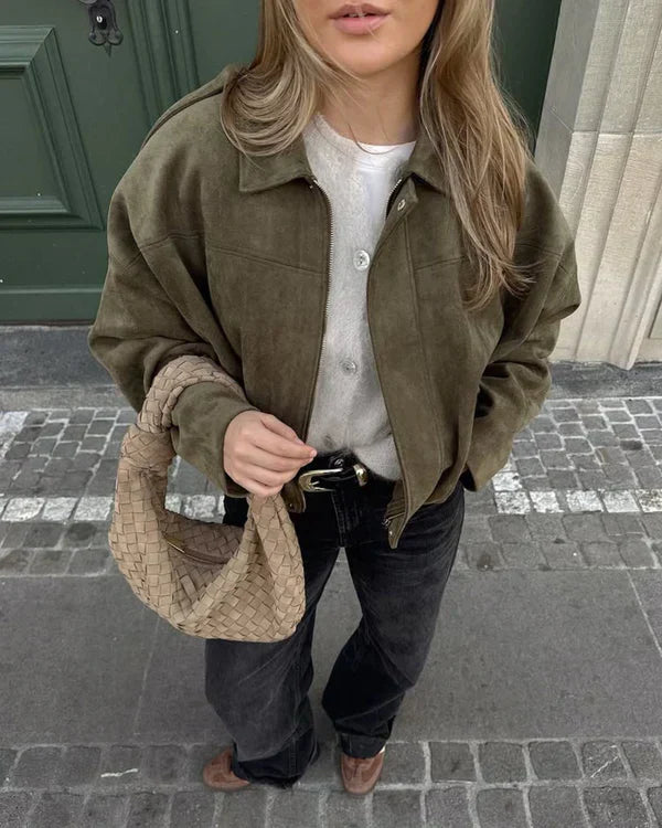 Avery | Elegante Wildleder-Bomberjacke