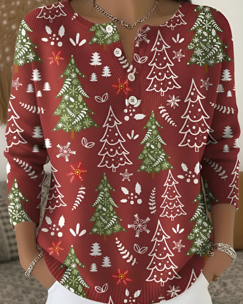 Emy™ | Festliches Weihnachts-Print-Top