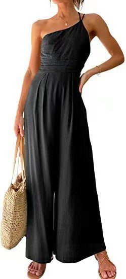 Luxury Wide-Leg Jumpsuit made of Cotton and Linen