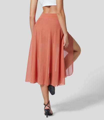 Shenia™ - High-waisted 2-in-1 Midi Flowy Skirt