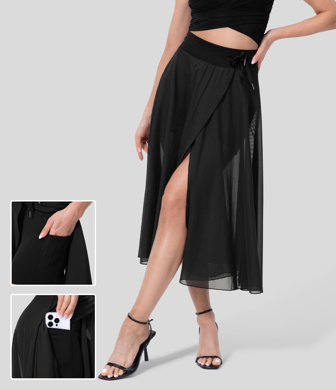 Shenia™ - High-waisted 2-in-1  Midi Flowy Rok