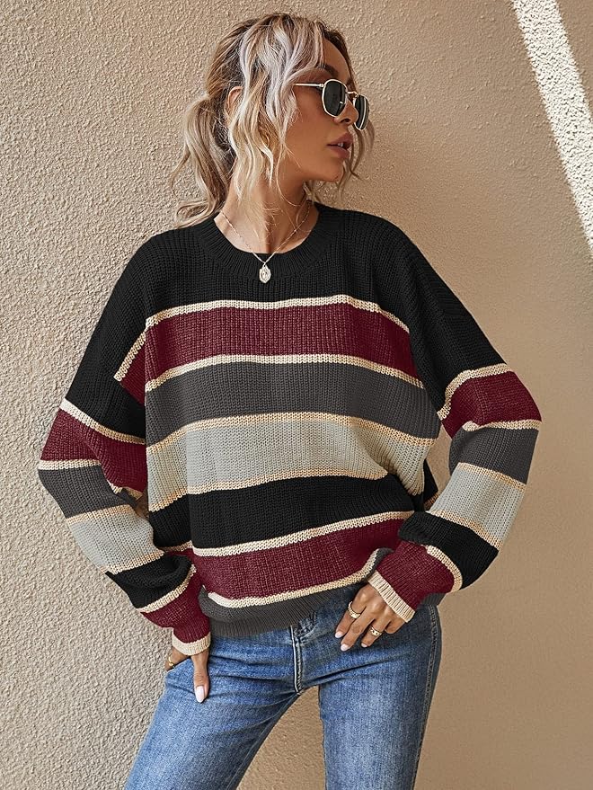Serenelle | Striped Women's Sweater with Crew Neck &amp; Relaxed Fit