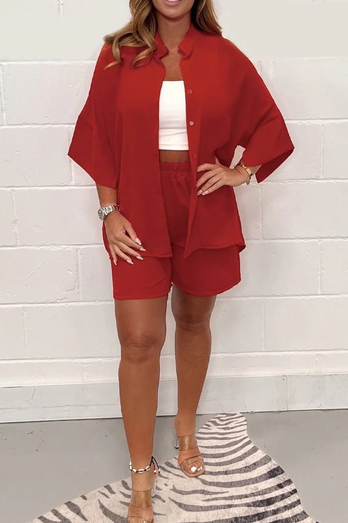 Lara™ - Casual Shirt &amp; Shorts Set
